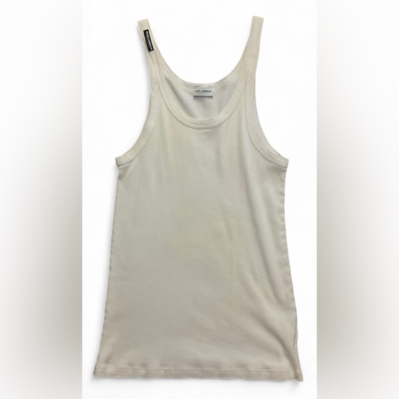Dolce and Gabbana Underwear Cotton Ribbed White Tank Top Size Small